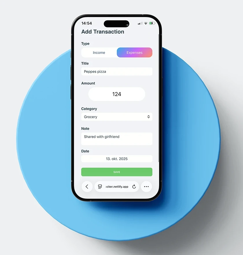Expense Tracker project screenshot 2 - Expense Tracker Edit Desktop