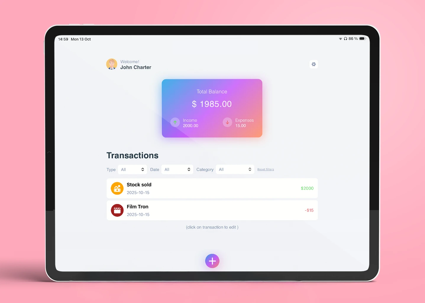 Expense Tracker project screenshot 1 - Expense Tracker Mobile